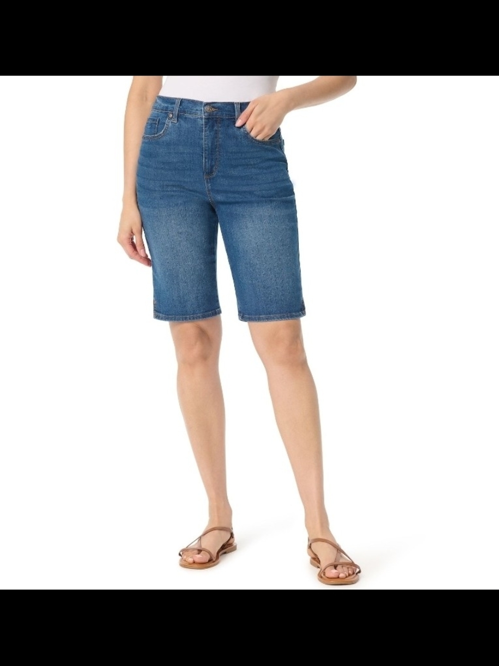 Gloria Vanderbilt Amanda Classic Denim Bermuda Shorts - Blue